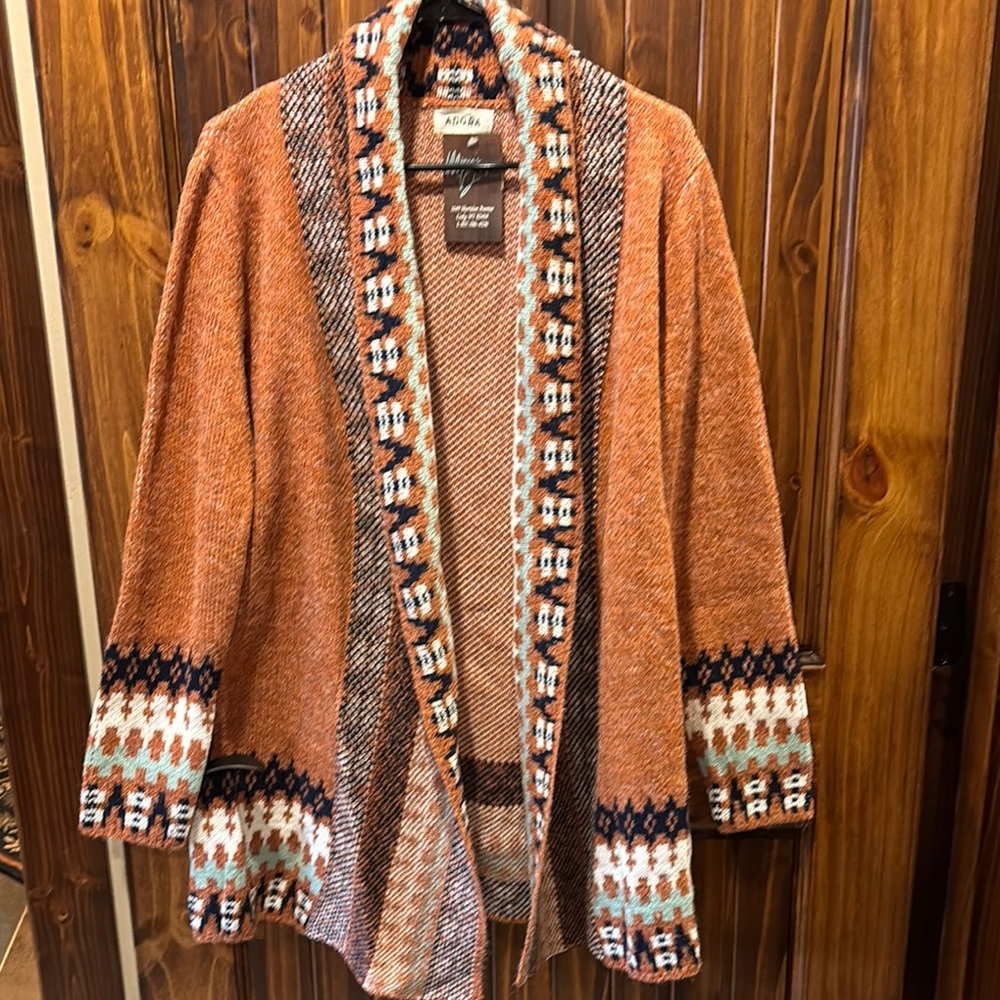 AGORA Women's Orange Patterned sweater Jacket